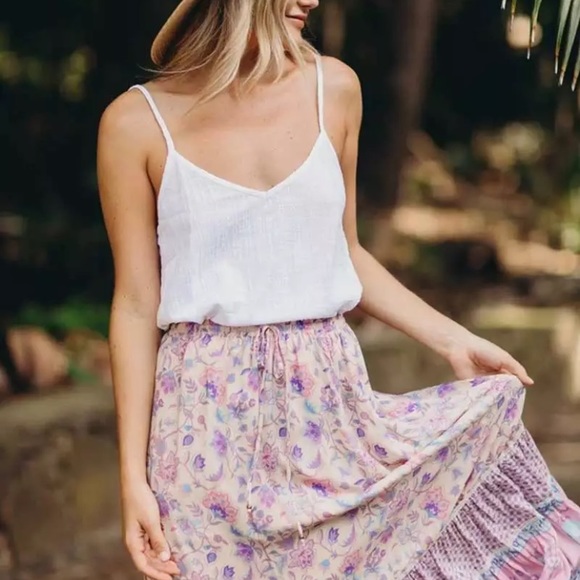 SOLD OUT Lavender Floral Boho Gypsy Maxi Skirt - Picture 3 of 6